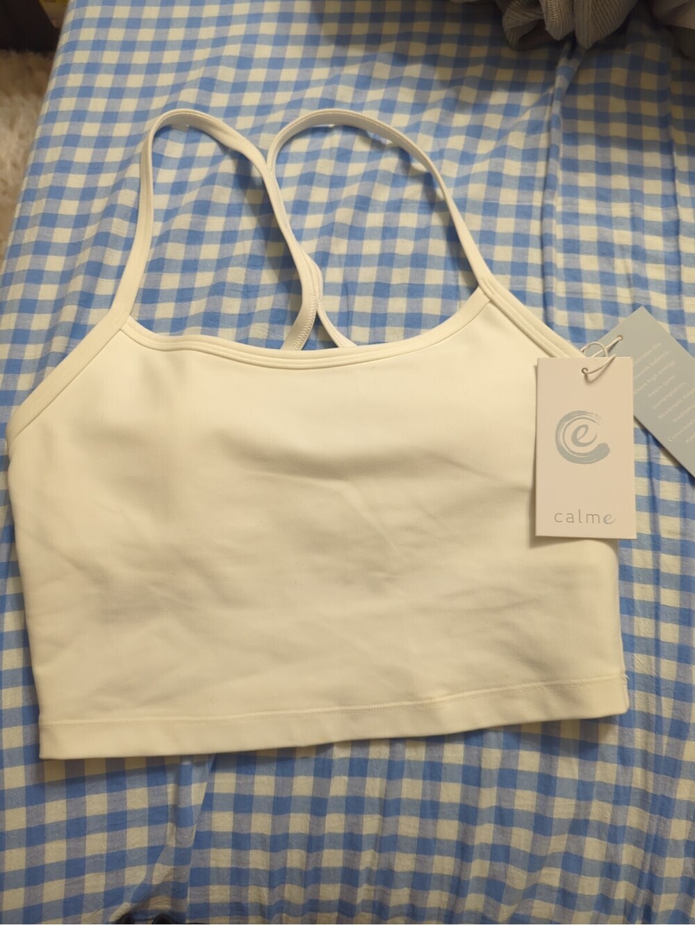 CALME by Johnny Was Cross Back Cami Sports Bra White XS NWT $78